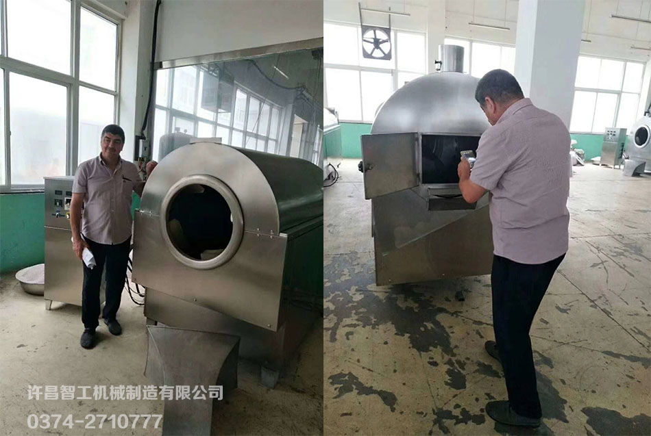 国外客户考察多功能炒货机