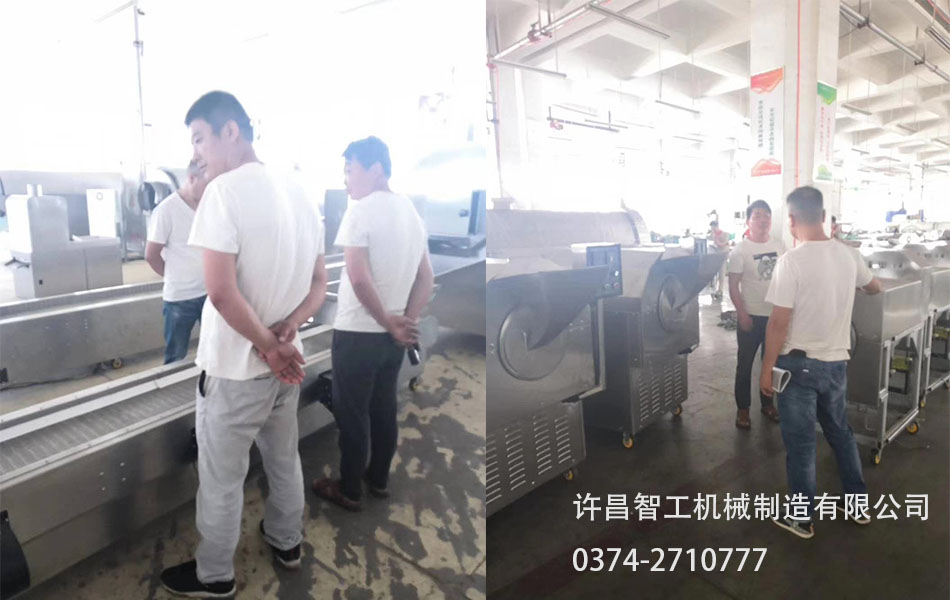 禹州客户参观多功能流水线炒货机