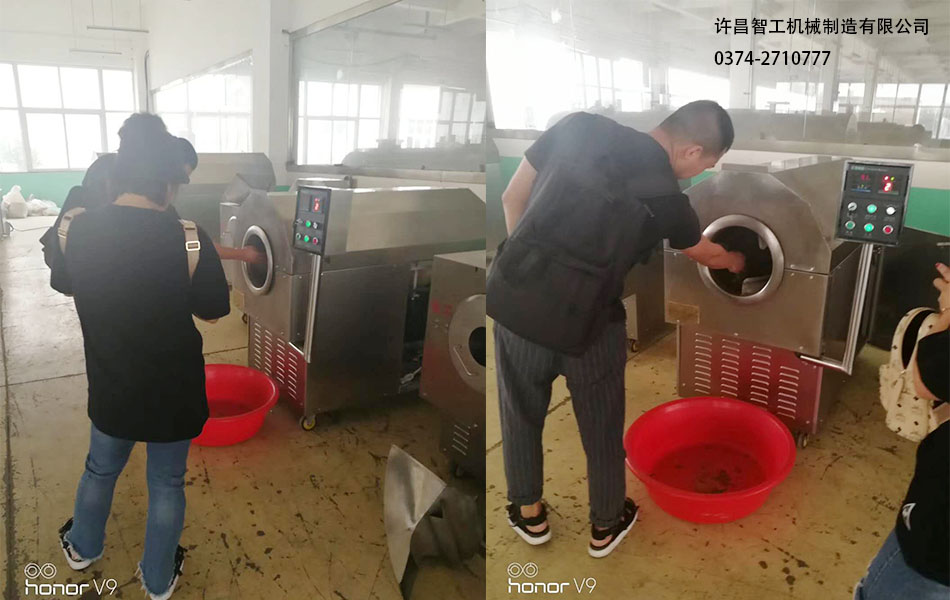 天津客户考察炒瓜子机